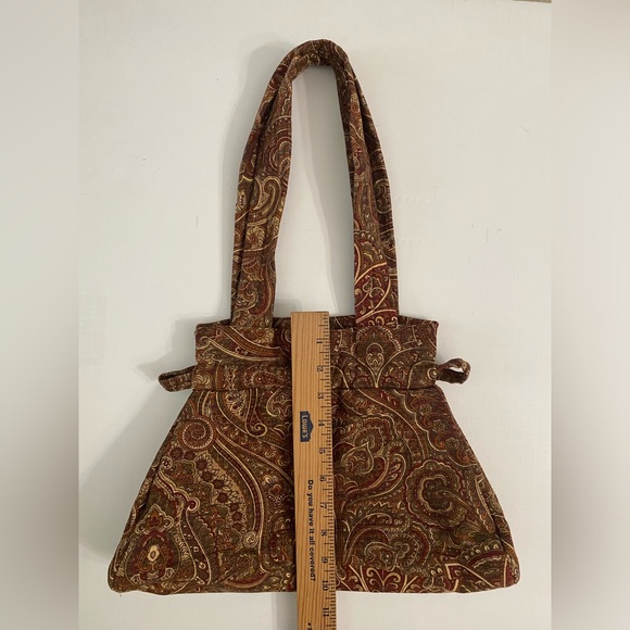 Vintage Drawstring Tapestry Handmade Bucket Shoulder bag Brown Paisley Fall - Picture 6 of 15
